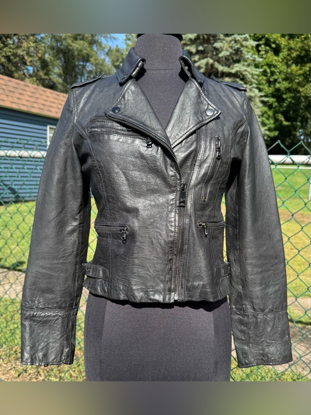 LEVI’S Black Genuine Leather Asymmetric Moto Jacket - Women's Classic Biker